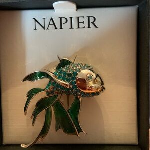 New Napier Green and Blue Fish Brooch